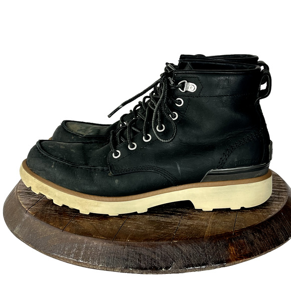 Sorel Boots Mens 9.5 Caribou Moc Black Nubuck Leather Waterproof Work Hiking main image 11